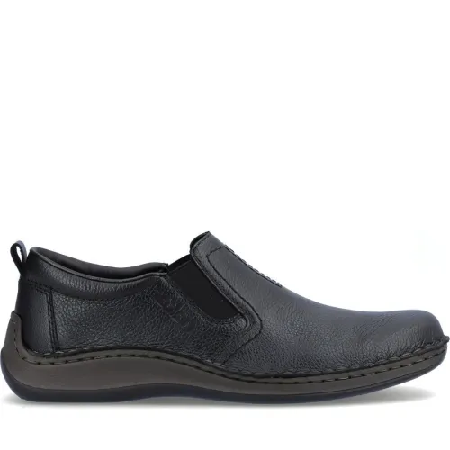 Rieker , Comfortable Black Leather Business Flats ,Black male, Sizes: