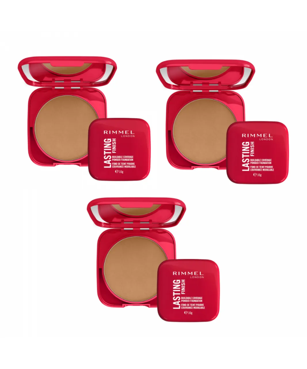Rimmel London Womens 3 x Lasting Finish Buildable Coverage Powder Foundation 10g - 008 Soft Beige - One Size