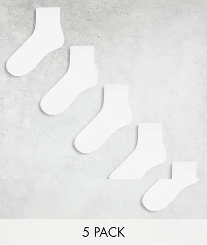 River Island 5 pack ankle socks in white