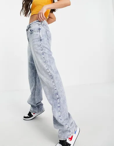River Island 90's straight cut acid wash jeans in light blue