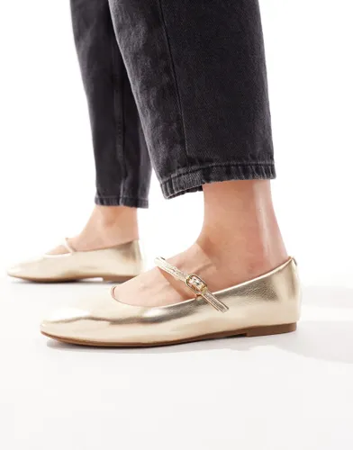 River Island ballet flat with strap detail in gold