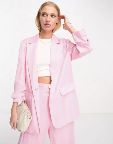 River Island co-ord ruched sleeve blazer in pink
