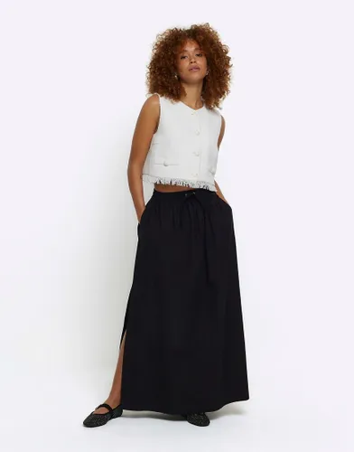 River Island Elasticated waist maxi skirt in black