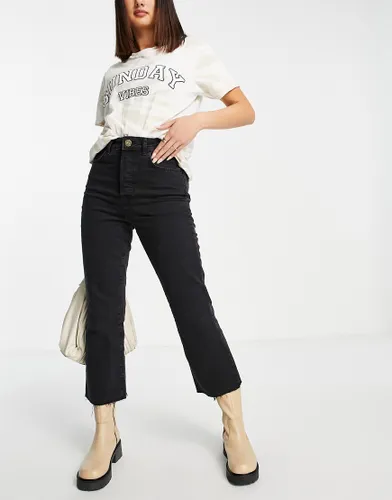 River Island high waisted kick flared jeans in black