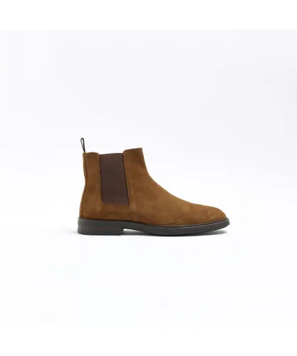 River Island Mens Chelsea Boots Brown Suede