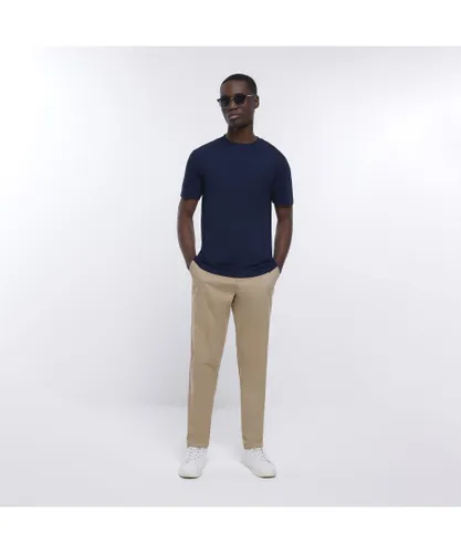 River Island Mens Chino Trousers Brown Slim Fit Casual Pants Cotton