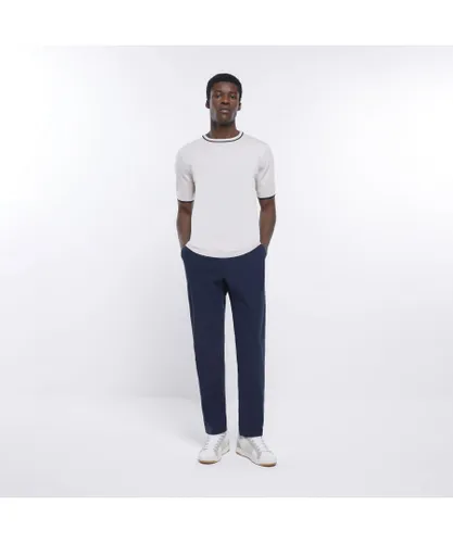 River Island Mens Chino Trousers Navy Slim Fit Casual Pants Cotton