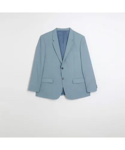 River Island Mens Suit Jacket Big & Tall Blue Slim Fit