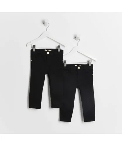 River Island Mini Girls 2 Pack Skinny Jeans Black Molly