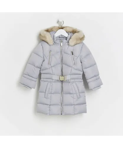 River Island Mini Girls Puffer Coat Grey Jacket