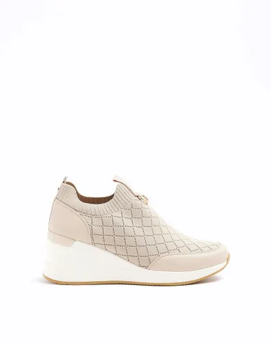 River Island Quilted wedge trainers in pink - light