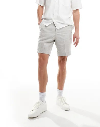 River Island smart textured shorts in light grey