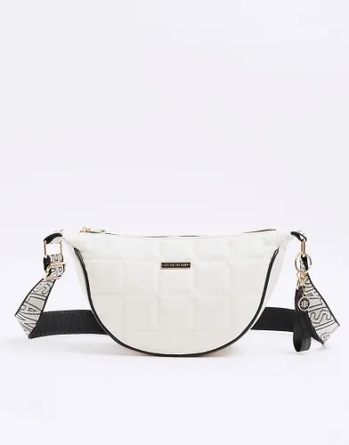 River Island Soft quilted cross body bag in cream-White