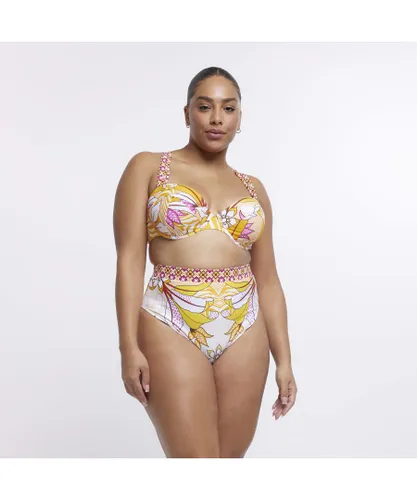 River Island Womens Balconette Bikini Top Plus Orange Print - Floral Nylon
