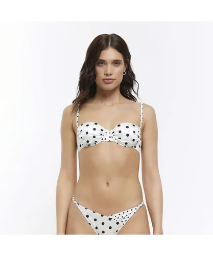 River Island Womens Balconette Bikini Top White Spot Nylon