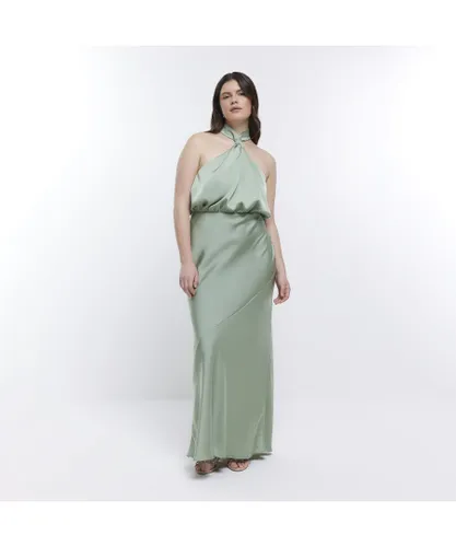 River Island Womens Halter Maxi Dress Green Bridesmaid