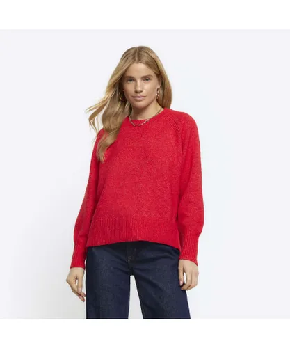 River Island Womens Jumper Red Knitted