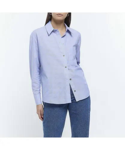 River Island Womens Shirt Blue Poplin Stripe Cotton