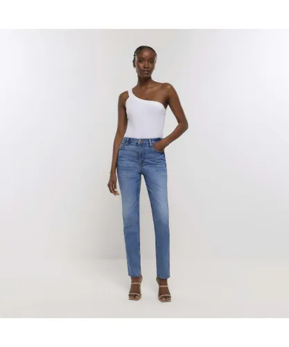 River Island Womens Slim Jeans Blue Mid Rise Denim