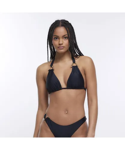 River Island Womens Triangle Bikini Top Black Trim