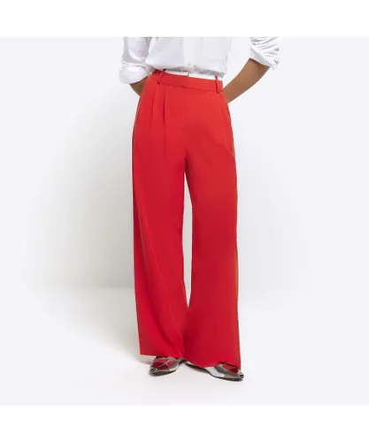 River Island Womens Wide Leg Trousers Red Side Stripe