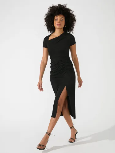 Ro&Zo Crepe Jersey Split Leg Midi Dress - Black - Female