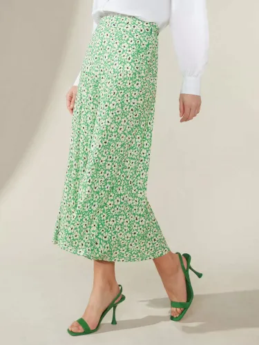 Ro&Zo Ditsy Print Midi Skirt, Green - Green - Female