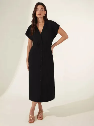 Ro&Zo Jersey Cuff Shirt Midi Dress, Black - Black - Female