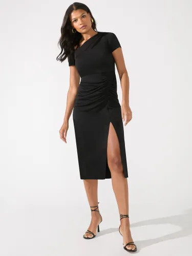 Ro&Zo Petite Crepe Jersey Split Leg Midi Dress - Black - Female
