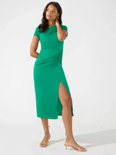 Ro&Zo Petite Crepe Jersey Split Leg Midi Dress - Green - Female