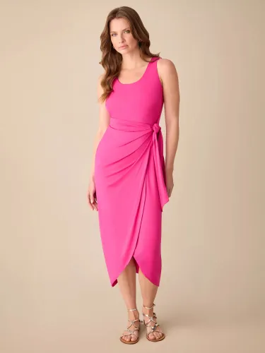 Ro&Zo Petite Jersey Tie Waist Midi Dress, Pink - Pink - Female