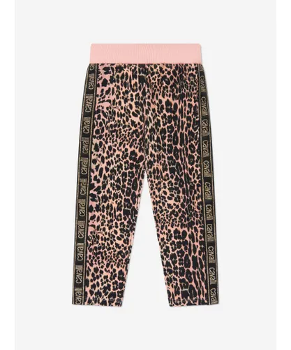 Roberto Cavalli Girls Cotton Leopard Print Leggings - Pink