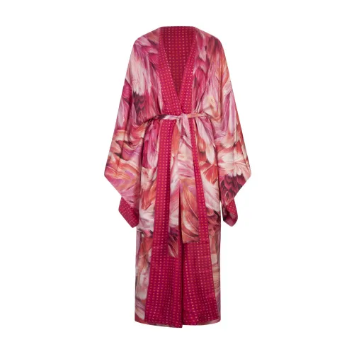 Roberto Cavalli , Pink Reversible Long Dress Plumage Polka ,Multicolor female, Sizes: