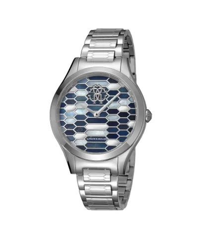 Roberto Cavalli WoMens Dark Blue Dial Stainless Steel Watch - Silver - One Size
