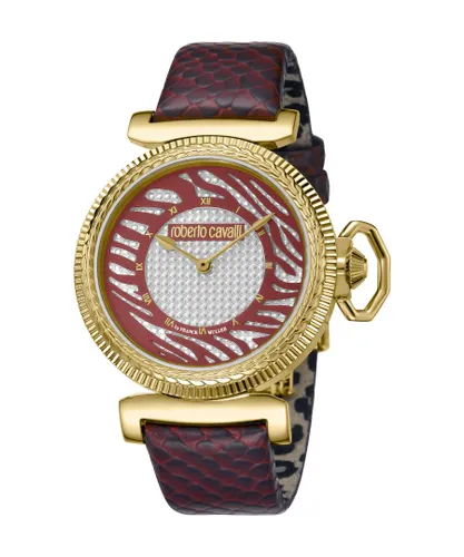 Roberto Cavalli Womens :Ladies silver dial burgundy watch Leather - One Size