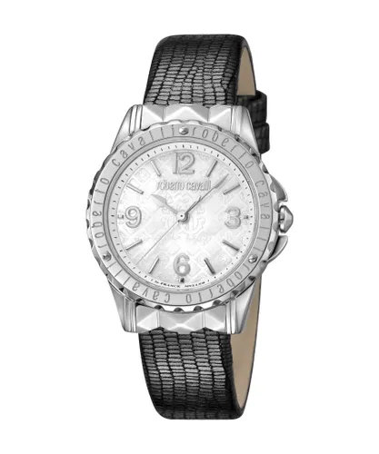 Roberto Cavalli Womens Silver Dial Grey Leather Watch - One Size