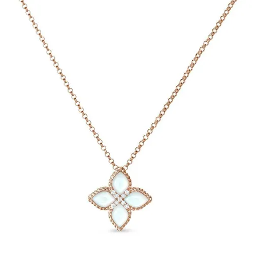 Roberto Coin Princess Flower 18ct Yellow Gold Diamond Mother of Pearl Necklace
