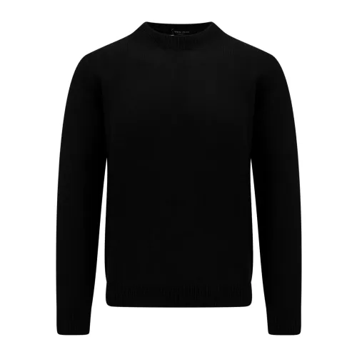 Roberto Collina , Black Merino Wool Sweater - Stay Warm and Stylish ,Black male, Sizes: