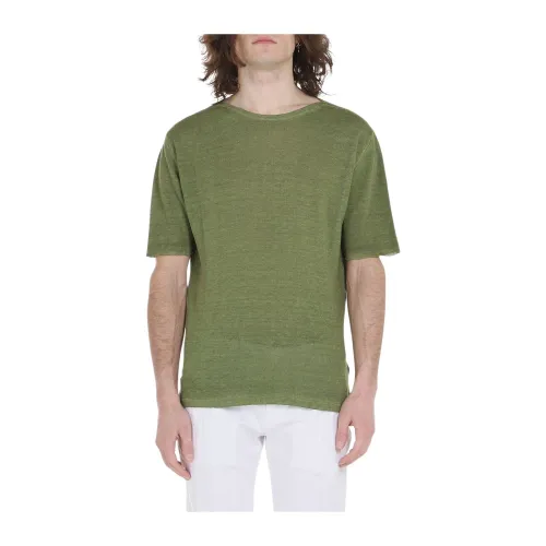 Roberto Collina , Boat neckline t-shirt ,Green male, Sizes: