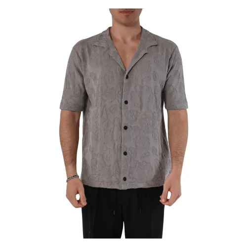 Roberto Collina , Floral Cotton Shirt ,Gray male, Sizes: