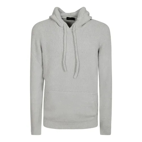 Roberto Collina , Grey Hooded Sweatshirt with Kangaroo Pocket ,Gray male, Sizes:
