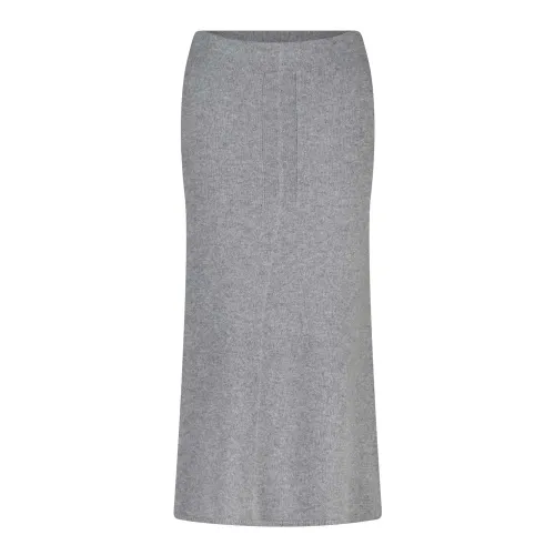 Roberto Collina , Merino Wool Midi Skirt ,Gray female, Sizes: