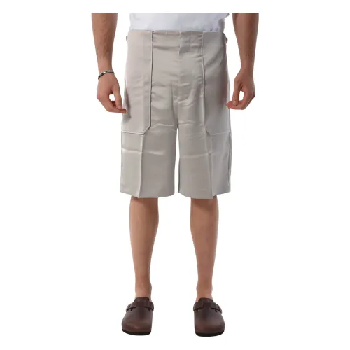 Roberto Collina , Satin Bermuda Shorts with Pockets ,Gray male, Sizes: