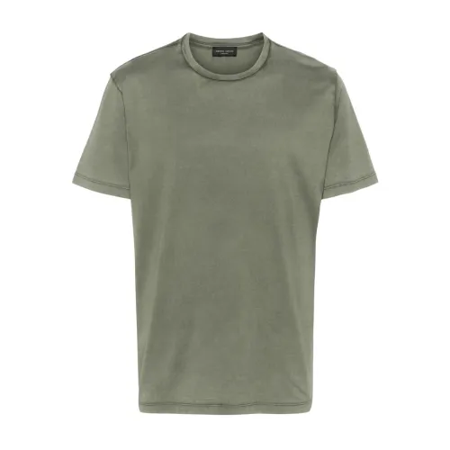 Roberto Collina , Sun Effect Crew Neck T-Shirts ,Green male, Sizes: