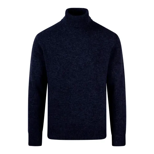 Roberto Collina , Wool Cashmere Turtleneck ,Blue male, Sizes: