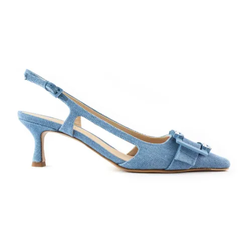 Roberto Festa , Blue Denim Atena Slingback Sandals ,Blue female, Sizes: