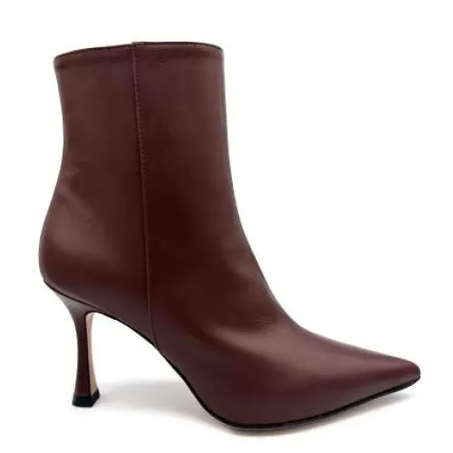 Roberto Festa , Chocolate Leather Ankle Boot with Internal Zipper ,Brown female, Sizes:
