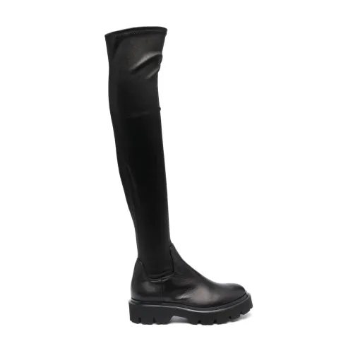 Roberto Festa , High Leather Knee Boots ,Black female, Sizes: