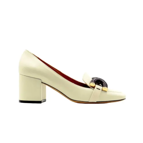 Roberto Festa , Leather Moccasin with 65mm Leather Covered Heel ,Beige female, Sizes: