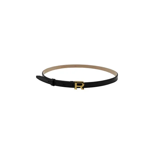 Rochas , Patent Leather Belt with R Logo ,Black female, Sizes: